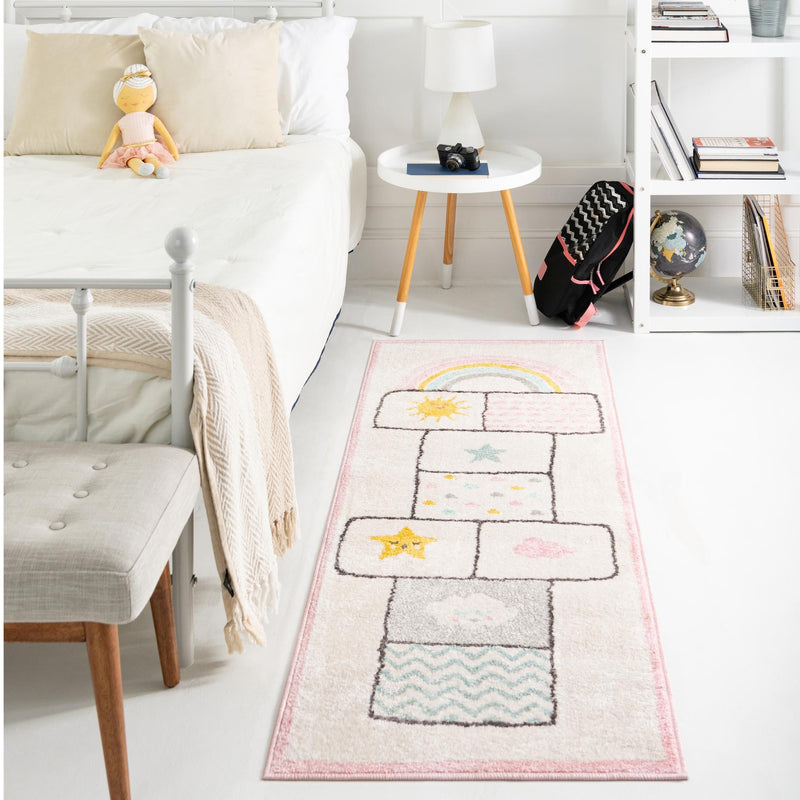 Playful Patterns Collection Area Rug - Swirl Runner Ivory lifestyle 42