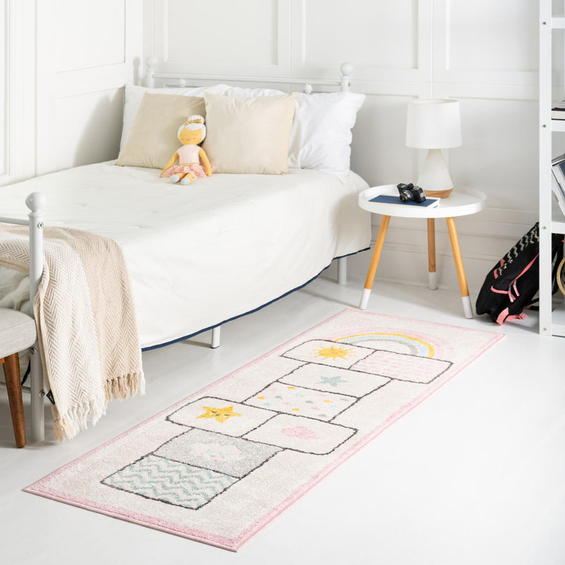 Playful Patterns Collection Area Rug - Swirl Runner Ivory lifestyle 44