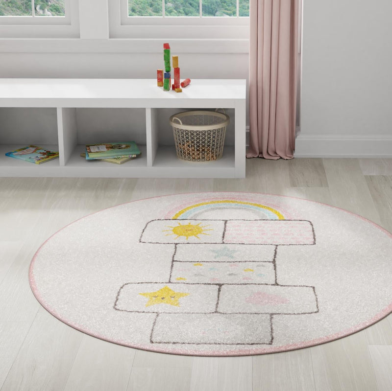 Playful Patterns Collection Area Rug - Swirl Round Ivory lifestyle 43