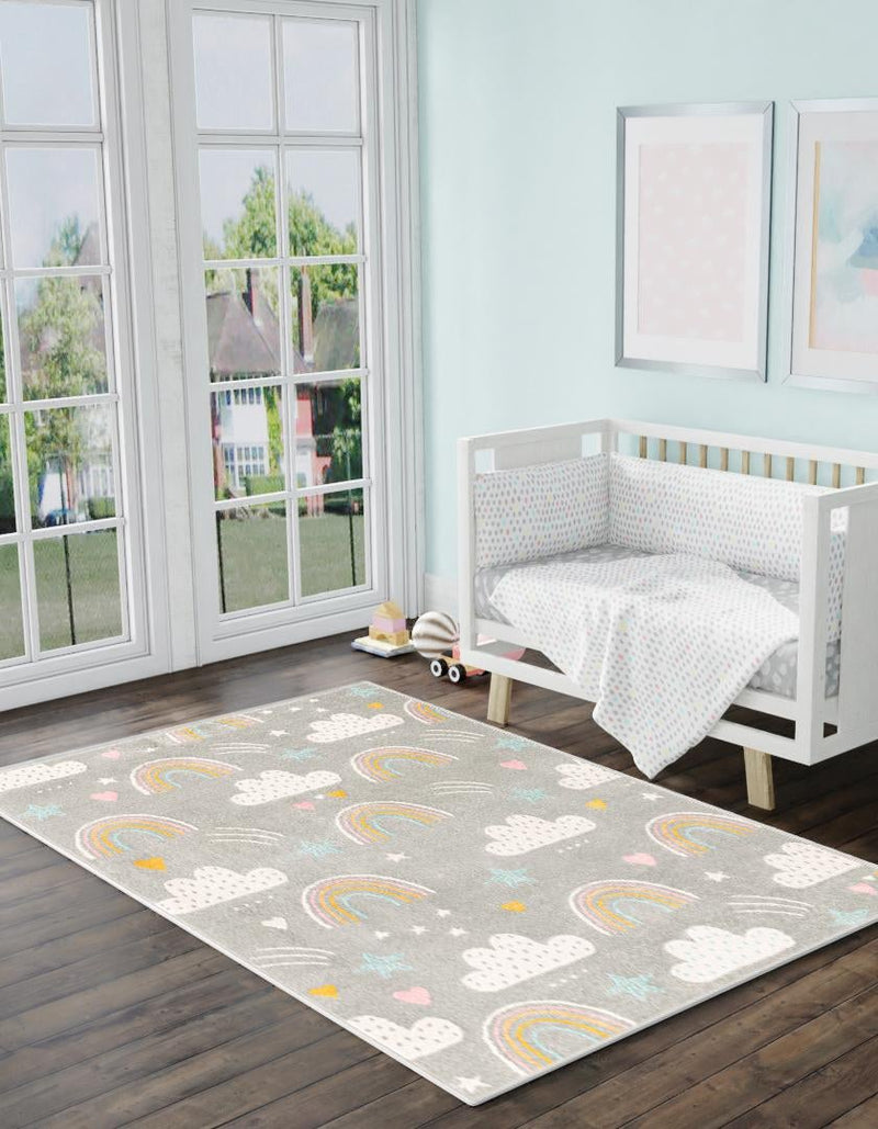 Playful Patterns Collection Area Rug - Pixel Rectangle Gray lifestyle 4