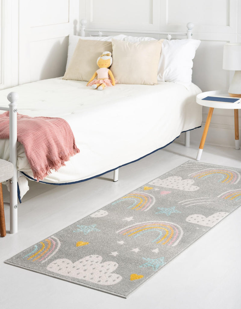 Playful Patterns Collection Area Rug - Pixel Runner Gray lifestyle 36