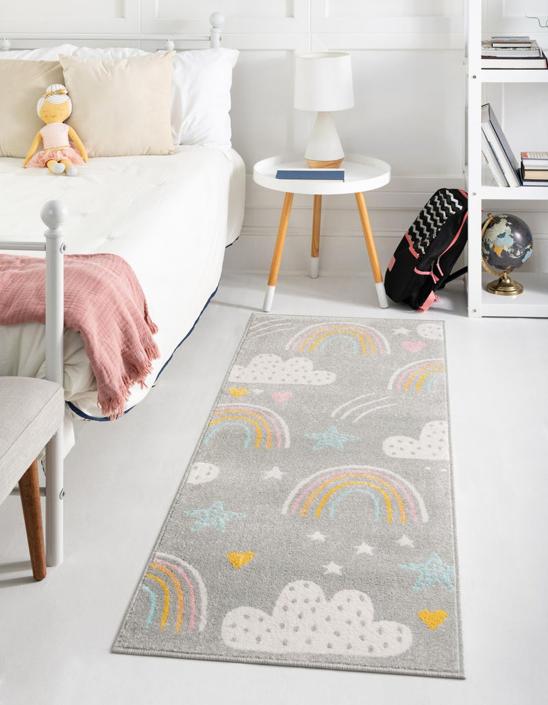 Playful Patterns Collection Area Rug - Pixel Runner Gray lifestyle 40