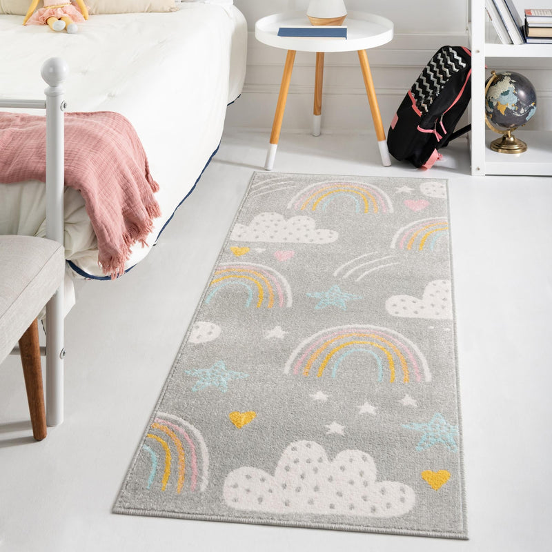 Playful Patterns Collection Area Rug - Pixel Runner Gray lifestyle 48