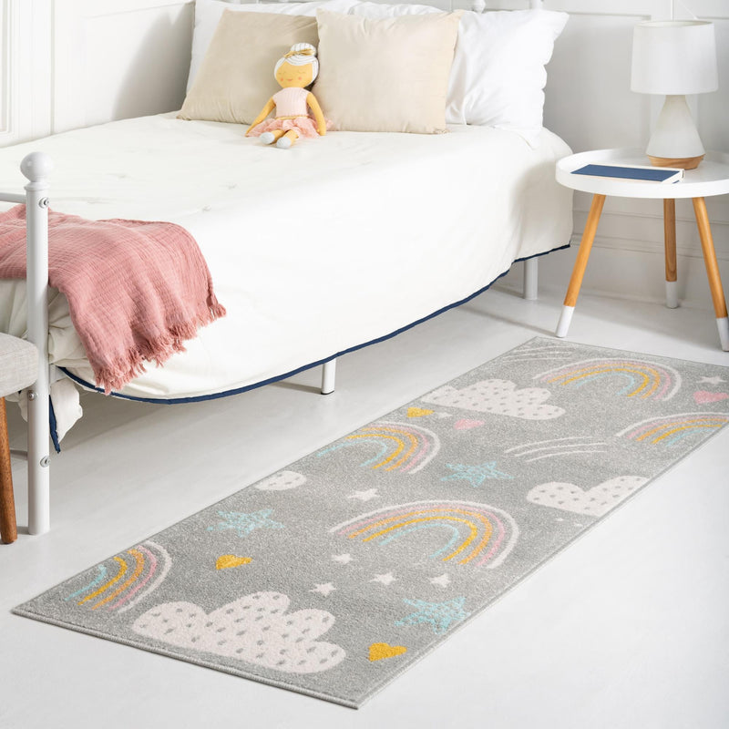 Playful Patterns Collection Area Rug - Pixel Runner Gray lifestyle 52