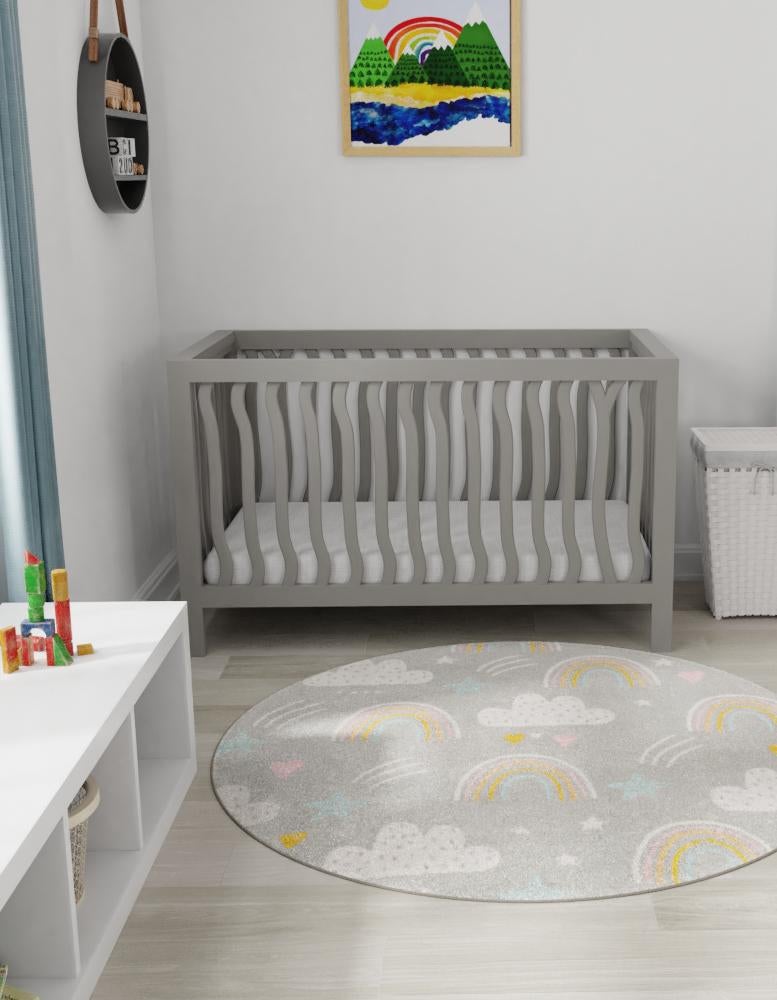 Playful Patterns Collection Area Rug - Pixel Round Gray lifestyle 41