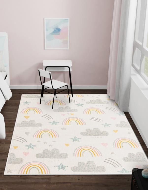 Playful Patterns Collection Area Rug - Pixel Rectangle Ivory lifestyle 5