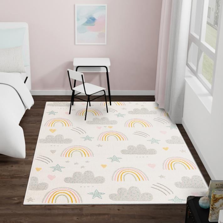 Playful Patterns Collection Area Rug - Pixel Rectangle Ivory lifestyle 27