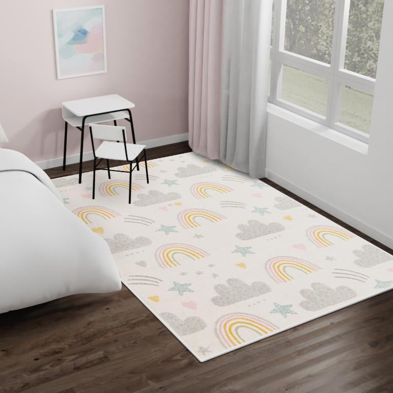 Playful Patterns Collection Area Rug - Pixel Rectangle Ivory lifestyle 29
