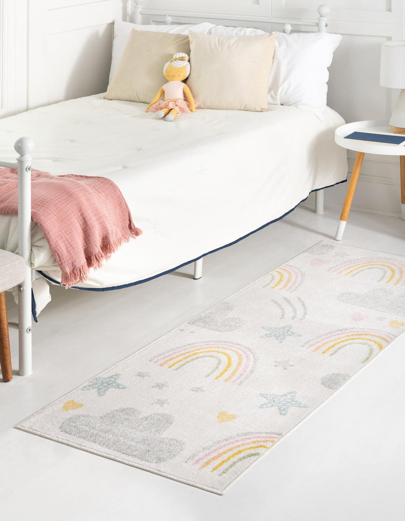 Playful Patterns Collection Area Rug - Pixel Runner Ivory lifestyle 33