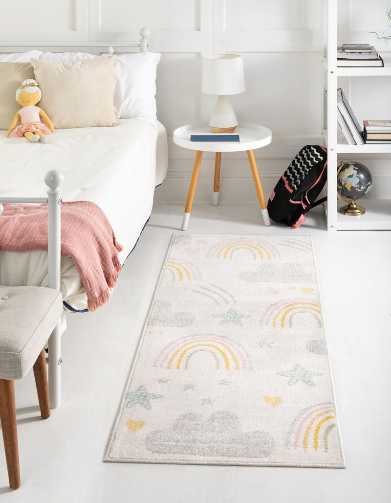 Playful Patterns Collection Area Rug - Pixel Runner Ivory lifestyle 35