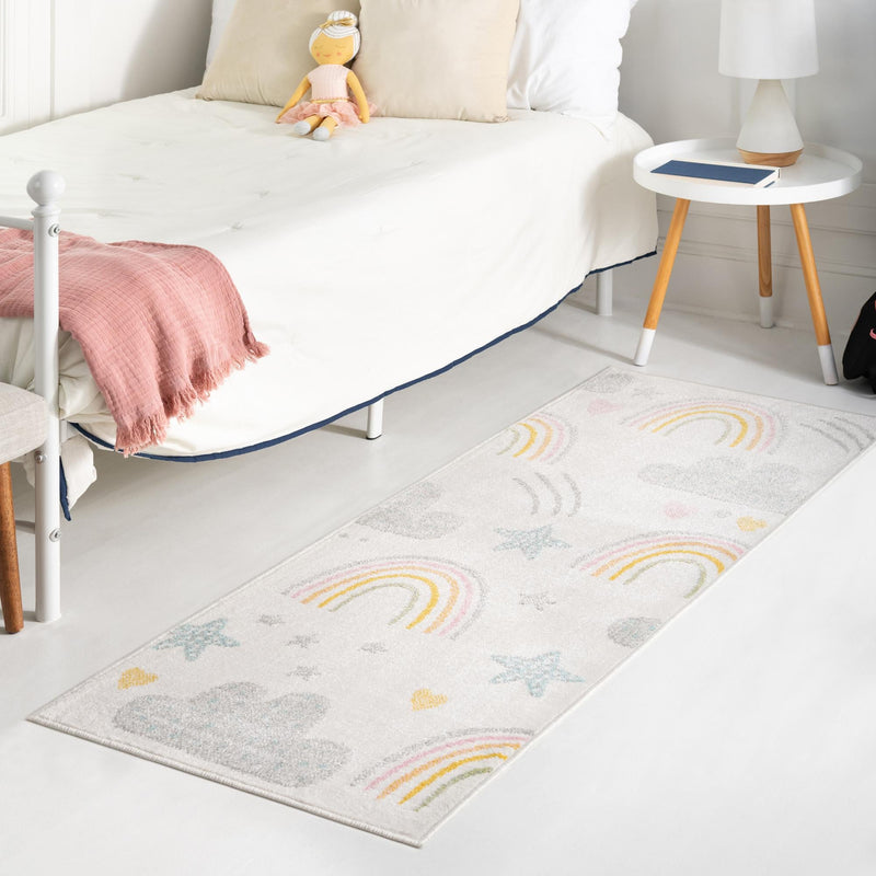 Playful Patterns Collection Area Rug - Pixel Runner Ivory lifestyle 59