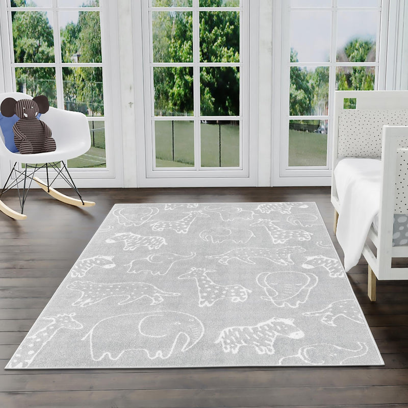 Playful Patterns Collection Area Rug - Spectrum Rectangle Gray lifestyle 28