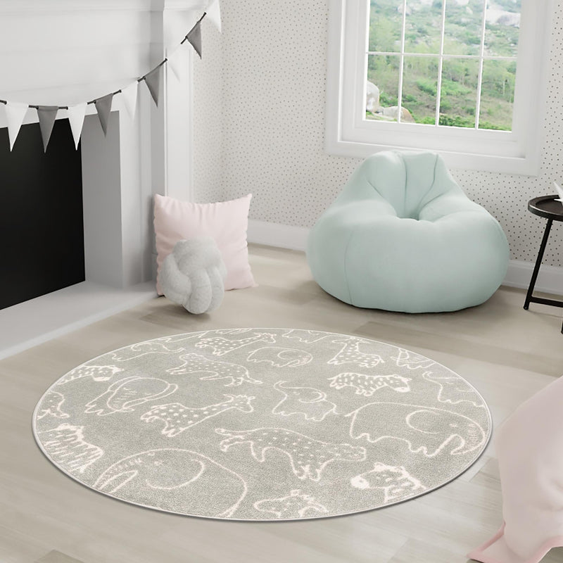 Playful Patterns Collection Area Rug - Spectrum Round Gray lifestyle 71