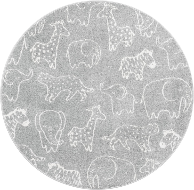 Playful Patterns Collection Area Rug - Spectrum Round Gray lifestyle 32