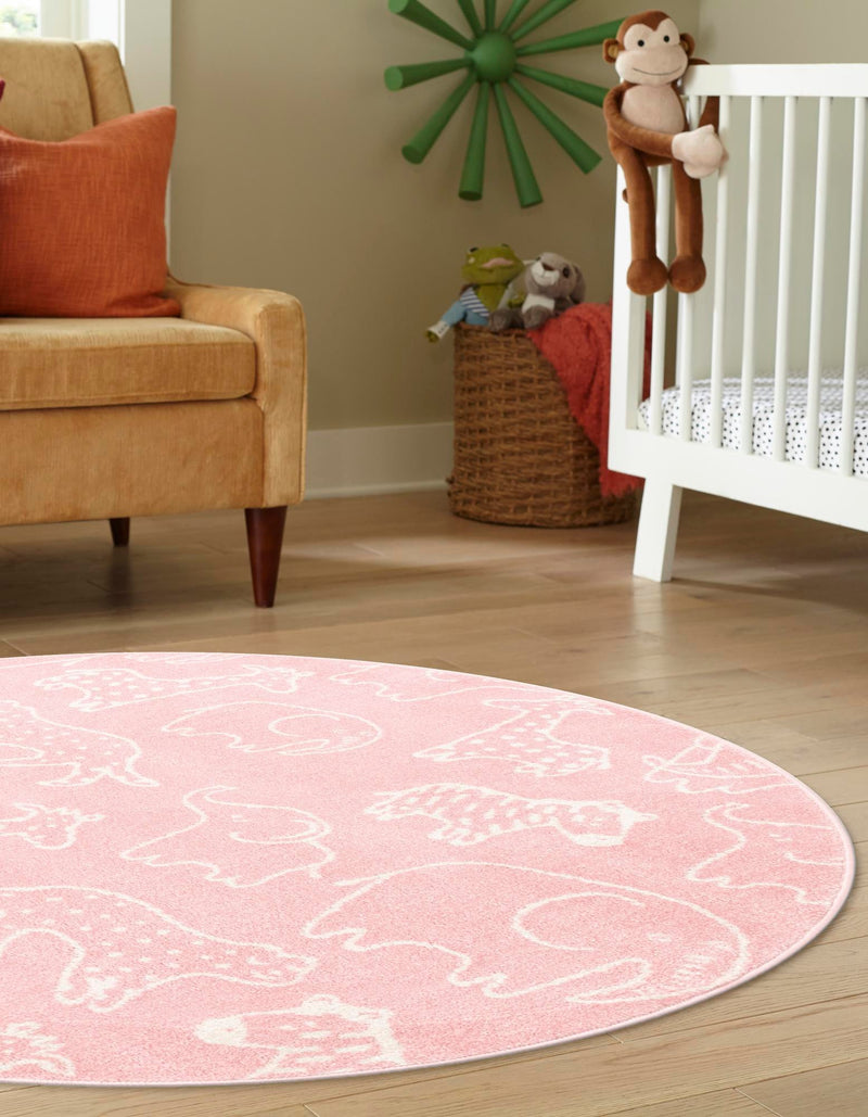 Playful Patterns Collection Area Rug - Spectrum Round Pink lifestyle 51