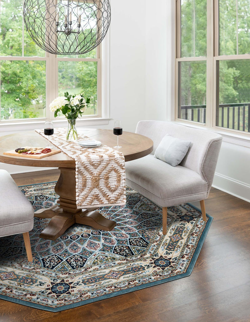 Persian Elegance Collection Area Rug - Hamedan (Blue) Octagon Blue lifestyle 41