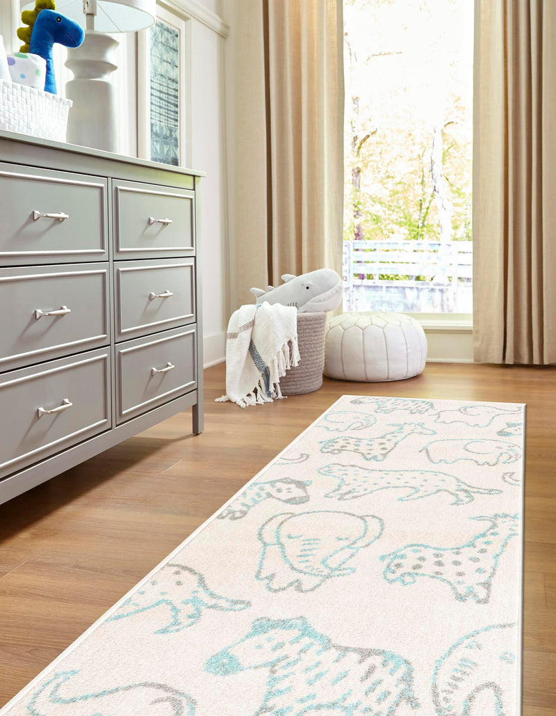 Playful Patterns Collection Area Rug - Spectrum Runner Ivory lifestyle 52