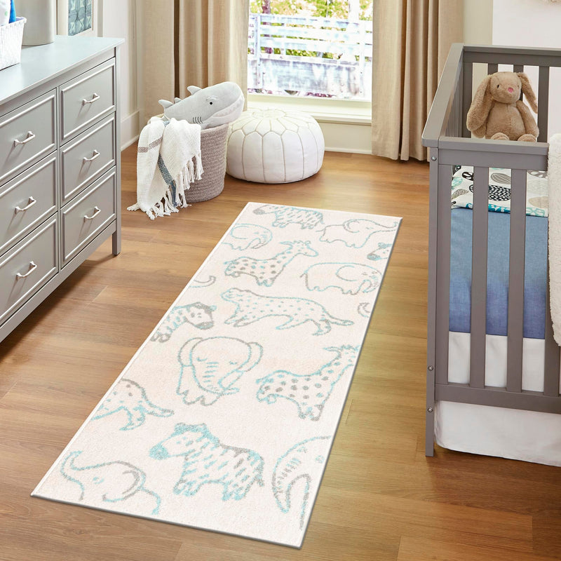 Playful Patterns Collection Area Rug - Spectrum Runner Ivory lifestyle 72