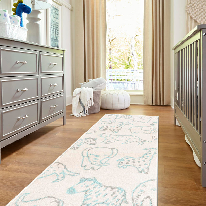 Playful Patterns Collection Area Rug - Spectrum Runner Ivory lifestyle 78