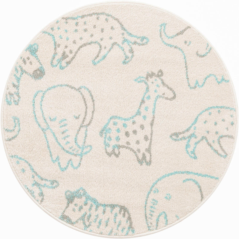 Playful Patterns Collection Area Rug - Spectrum Round Ivory lifestyle 33