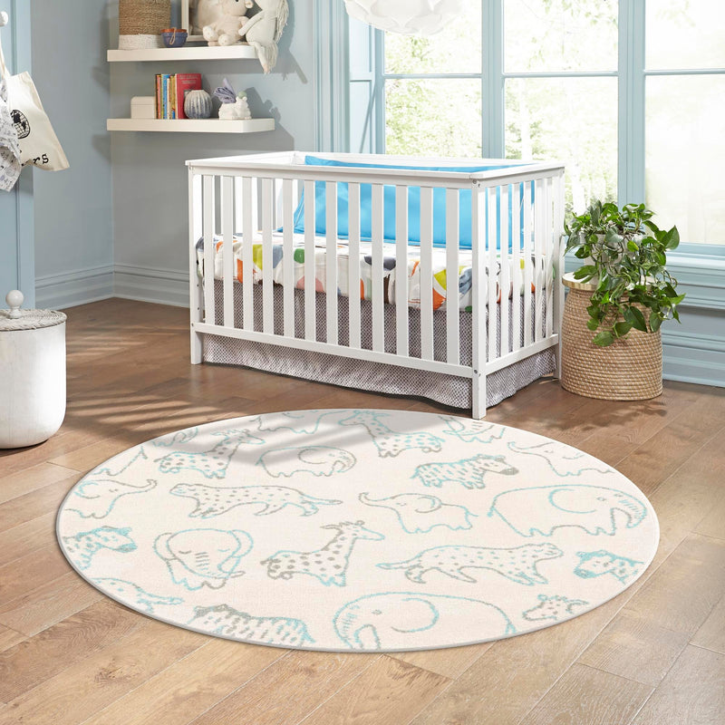 Playful Patterns Collection Area Rug - Spectrum Round Ivory lifestyle 75