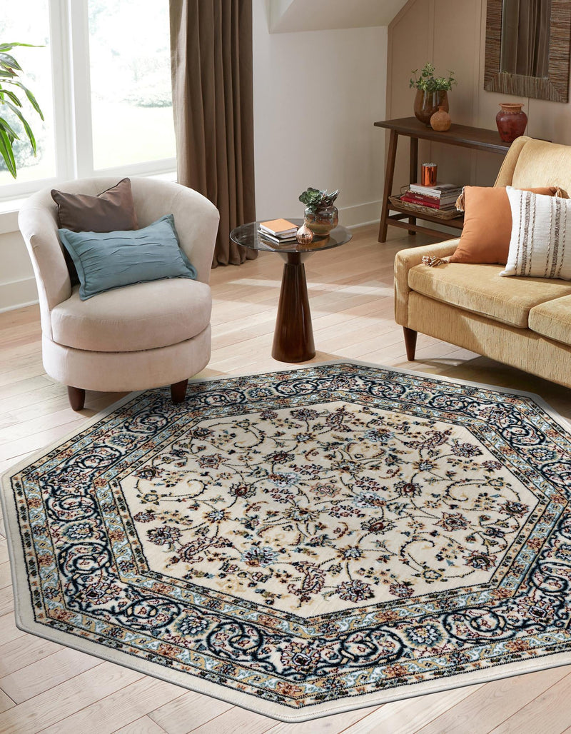 Persian Elegance Collection Area Rug - Ardabil Octagon Ivory lifestyle 161