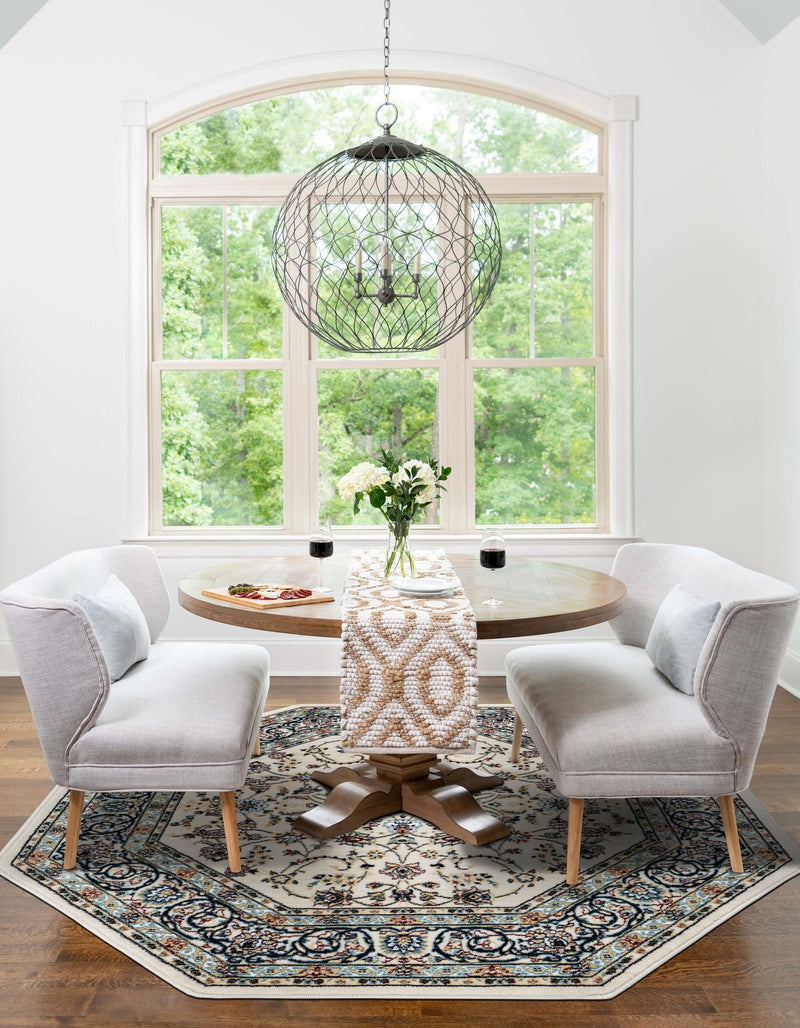 Persian Elegance Collection Area Rug - Ardabil Octagon Ivory lifestyle 189
