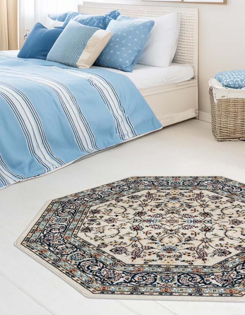 Persian Elegance Collection Area Rug - Ardabil Octagon Ivory lifestyle 219