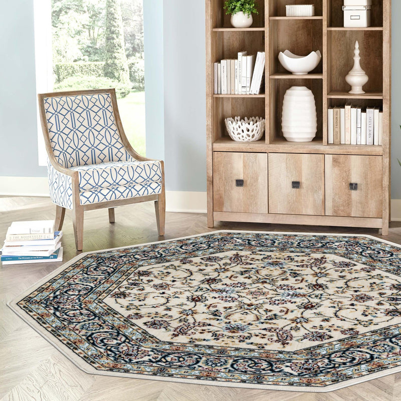 Persian Elegance Collection Area Rug - Ardabil Octagon Ivory lifestyle 134