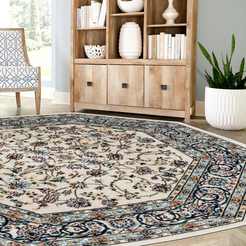 Persian Elegance Collection Area Rug - Ardabil Octagon Ivory lifestyle 137