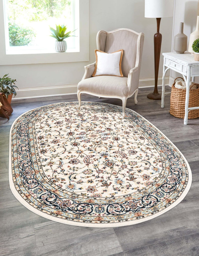 Persian Elegance Collection Area Rug - Ardabil Oval Ivory lifestyle 38