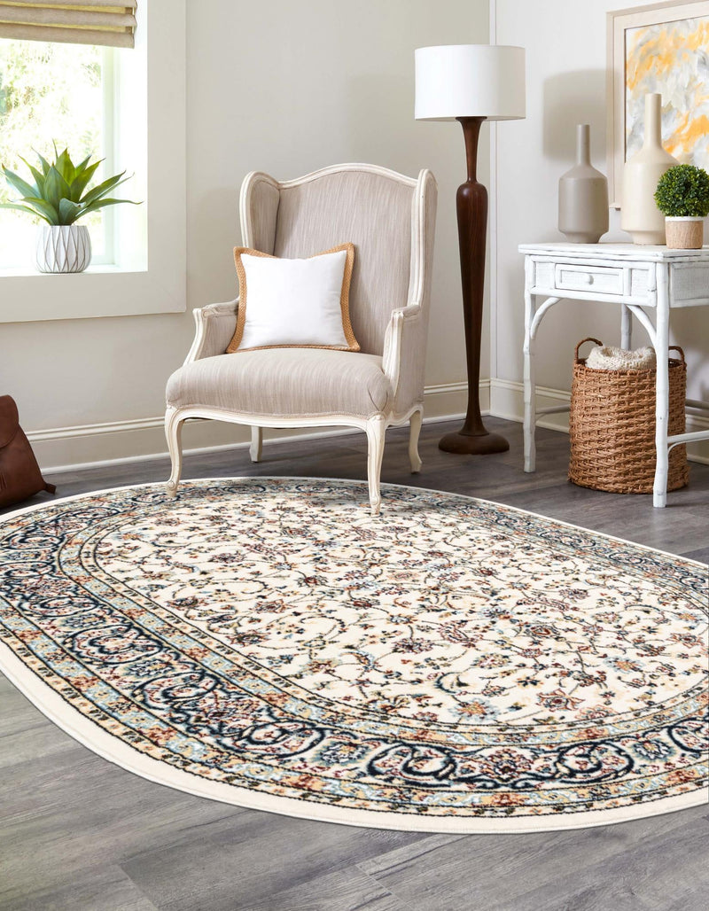 Persian Elegance Collection Area Rug - Ardabil Oval Ivory lifestyle 46