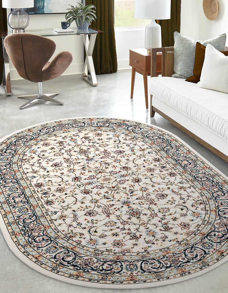 Persian Elegance Collection Area Rug - Ardabil Oval Ivory lifestyle 145