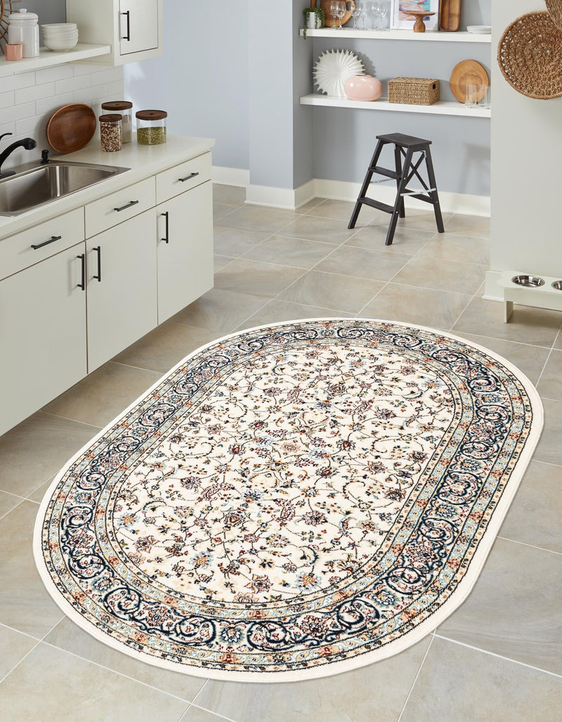 Persian Elegance Collection Area Rug - Ardabil Oval Ivory lifestyle 188
