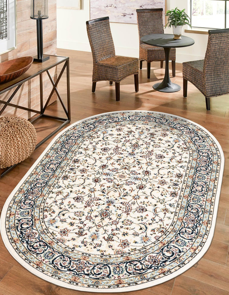 Persian Elegance Collection Area Rug - Ardabil Oval Ivory lifestyle 203