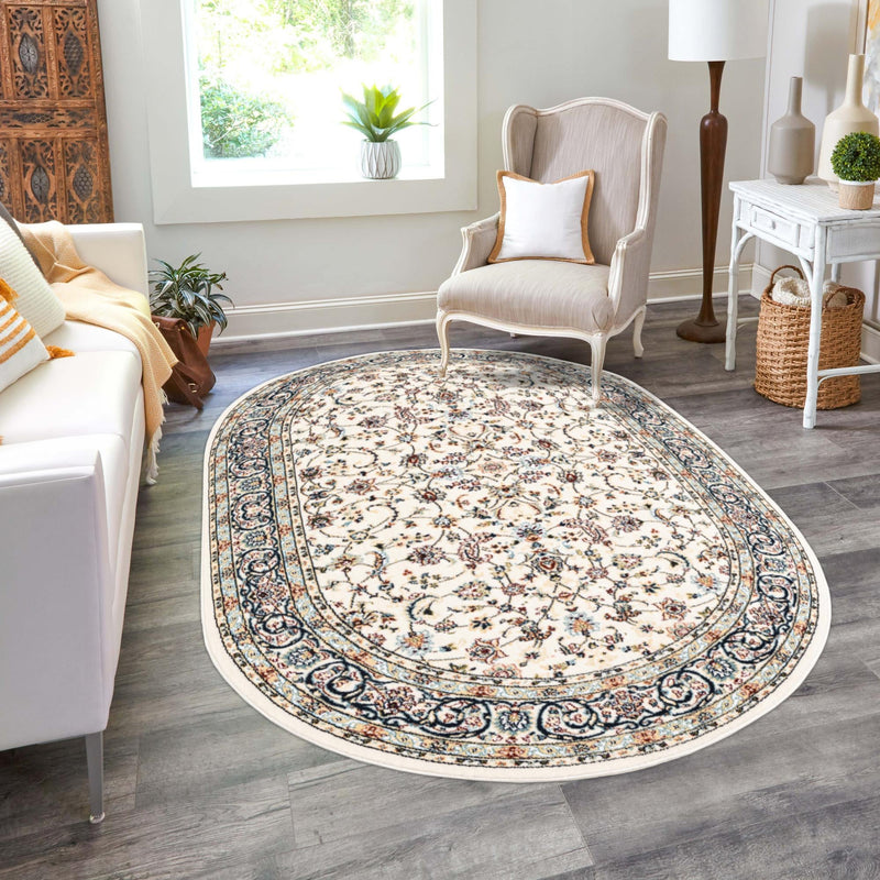 Persian Elegance Collection Area Rug - Ardabil Oval Ivory lifestyle 133