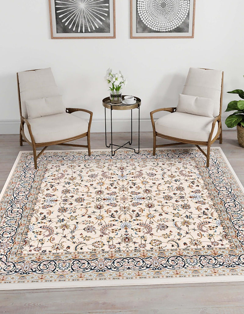 Persian Elegance Collection Area Rug - Ardabil Square Ivory lifestyle 41