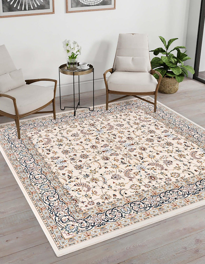 Persian Elegance Collection Area Rug - Ardabil Square Ivory lifestyle 49