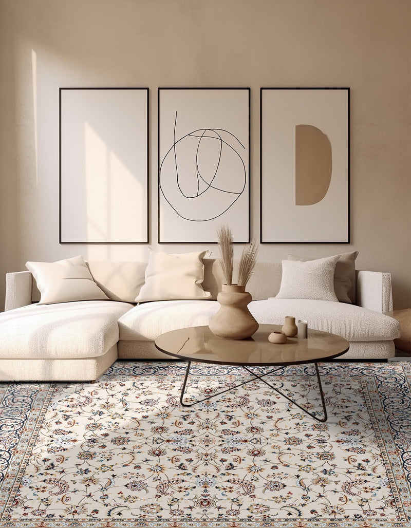 Persian Elegance Collection Area Rug - Ardabil Square Ivory lifestyle 172