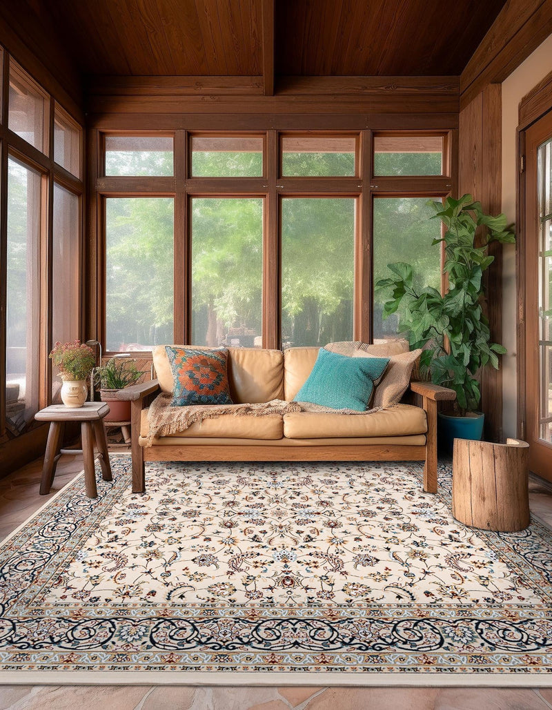 Persian Elegance Collection Area Rug - Ardabil Square Ivory lifestyle 217