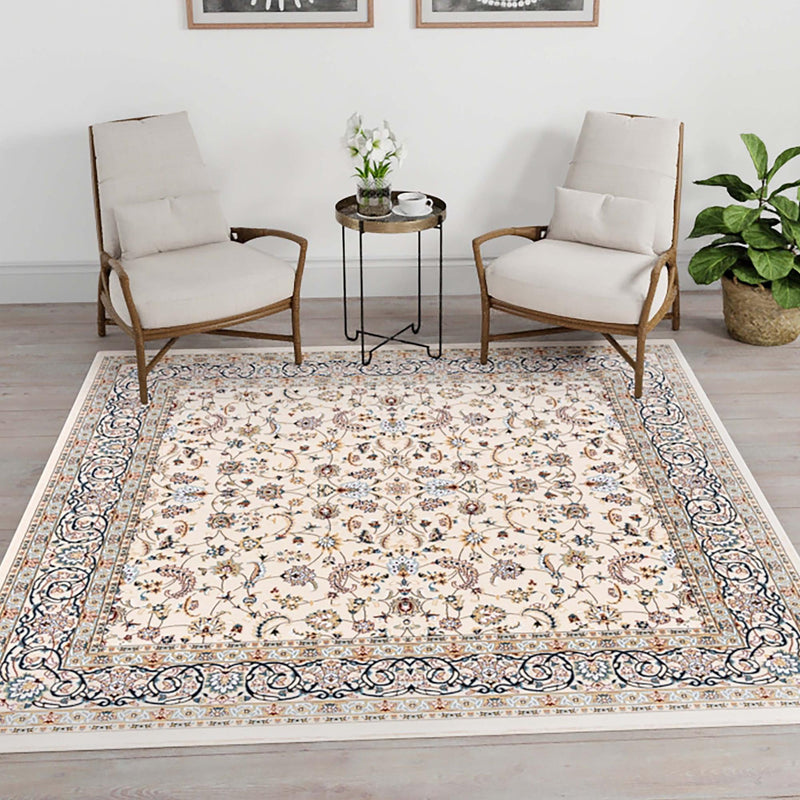 Persian Elegance Collection Area Rug - Ardabil Square Ivory lifestyle 135