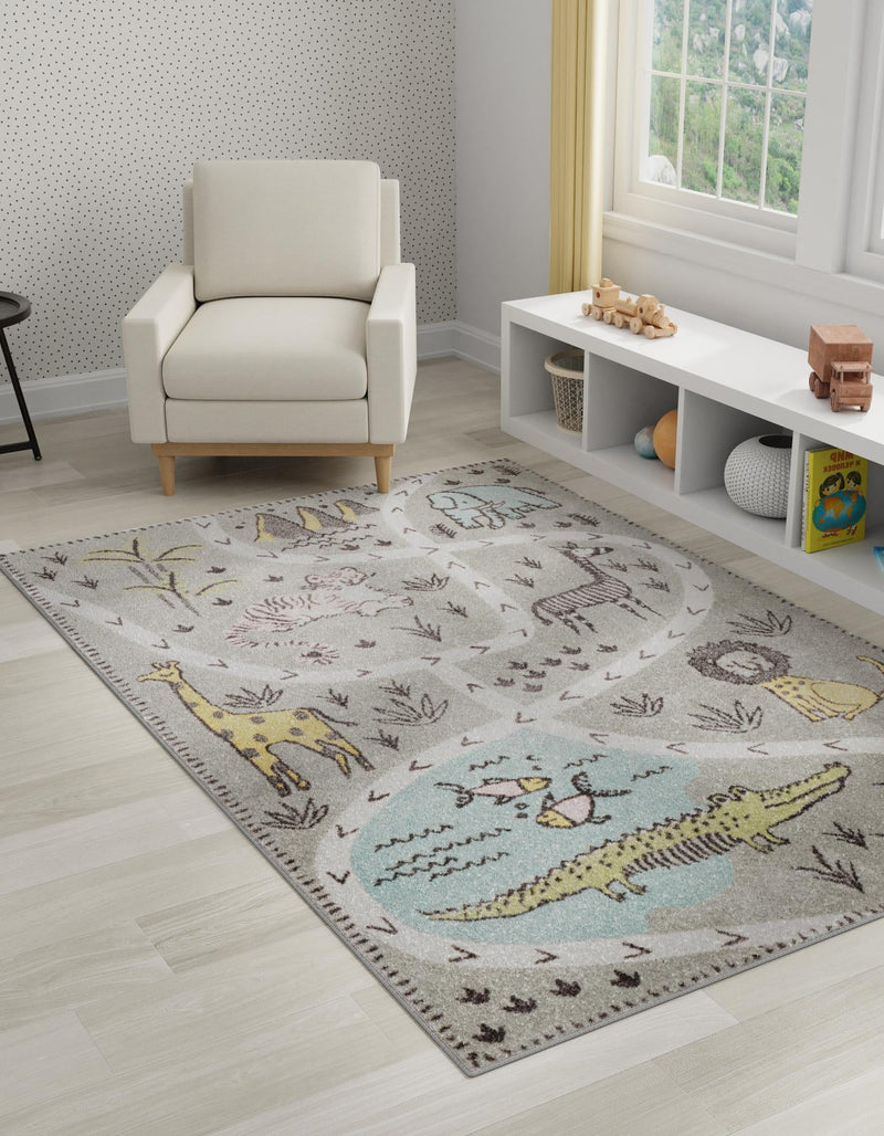 Playful Patterns Collection Area Rug - Enigma Rectangle Gray lifestyle 2