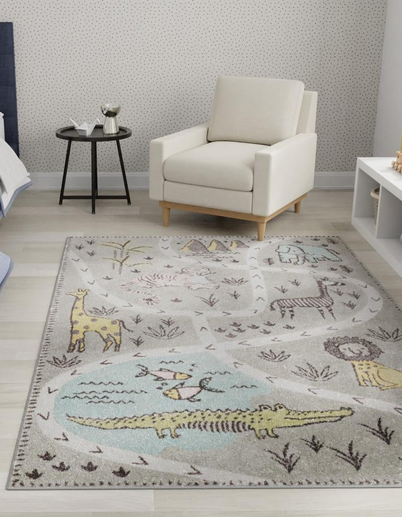 Playful Patterns Collection Area Rug - Enigma Rectangle Gray lifestyle 3