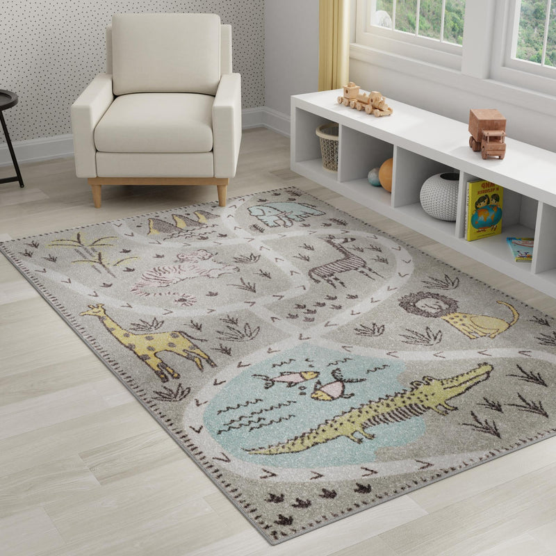 Playful Patterns Collection Area Rug - Enigma Rectangle Gray lifestyle 15