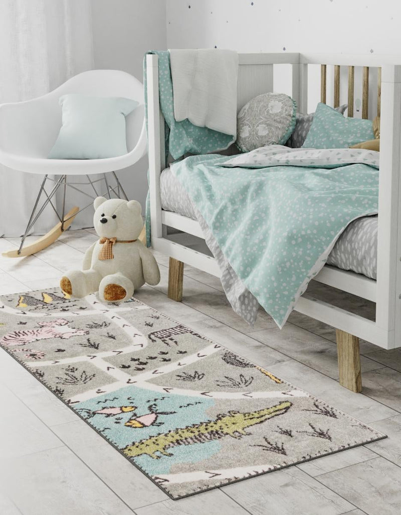 Playful Patterns Collection Area Rug - Enigma Runner Gray lifestyle 20