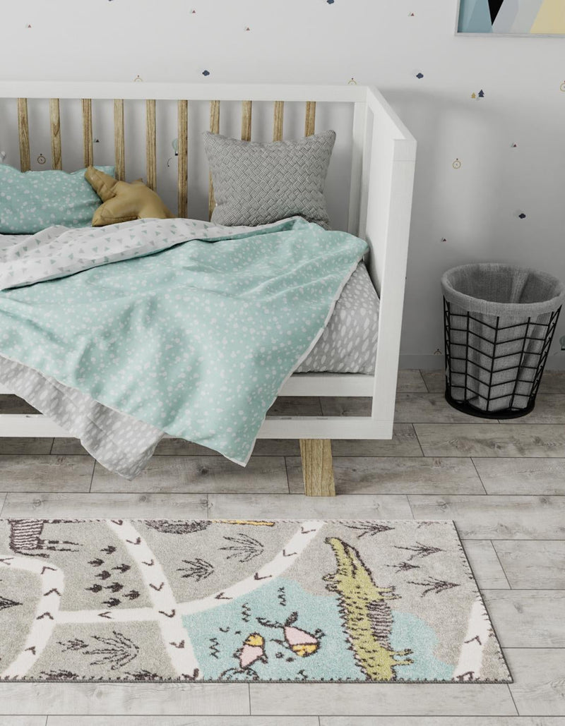 Playful Patterns Collection Area Rug - Enigma Runner Gray lifestyle 24