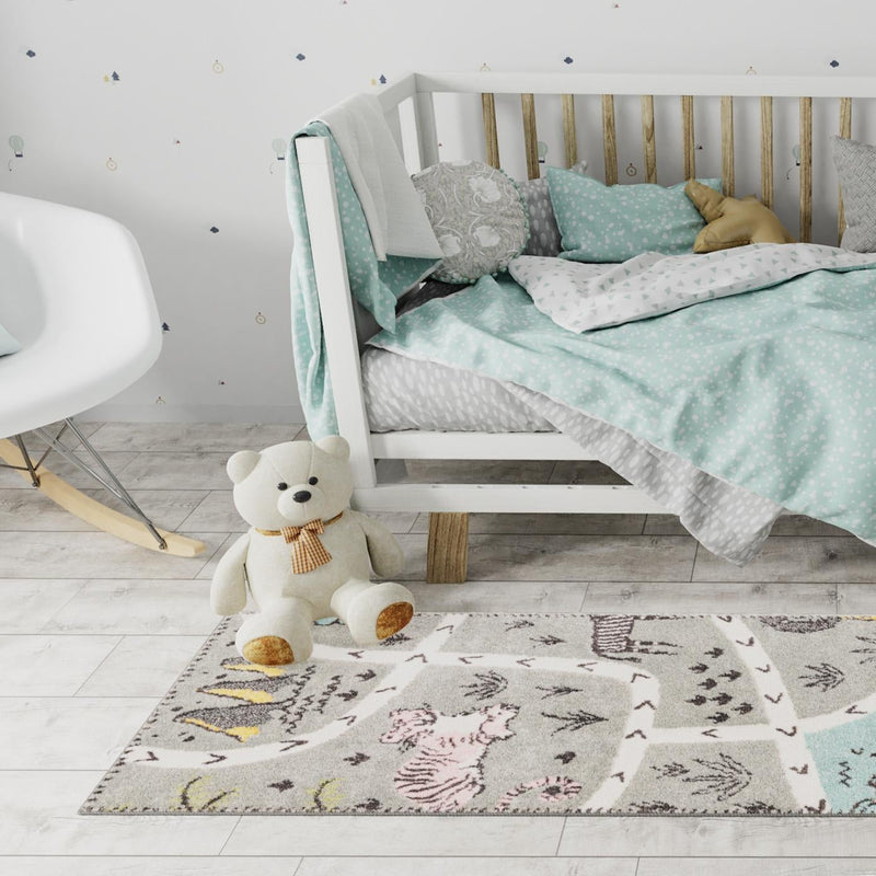 Playful Patterns Collection Area Rug - Enigma Runner Gray lifestyle 74