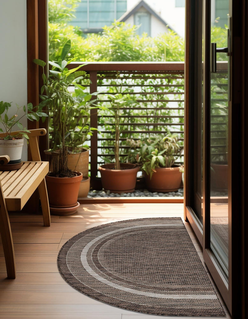 Patio Perimeter Collection Area Rug - Veranda (Brown) Hearth Brown lifestyle 2