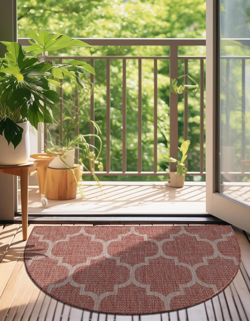 Garden Lattice Oasis Collection Area Rug - Arbor (Rust Red) Hearth Rust Red lifestyle 0