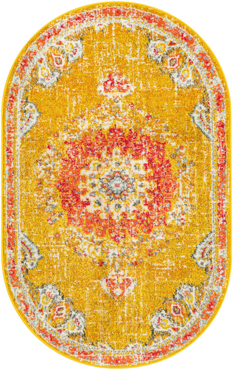 Brighton Terrace Collection Area Rug - Hove (Gold) Oval Gold lifestyle 21